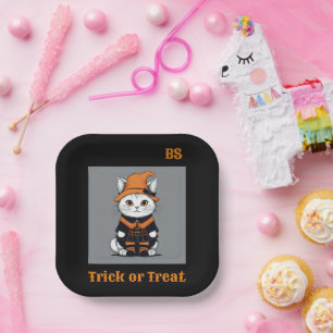 Cute Halloween cat in Disguise   Festive  Paper Plate