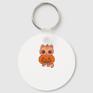 Cute Halloween Cat in Pumpkin Costume Classic T-Sh Key Ring