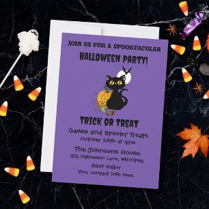 Cute Halloween Cat Invitation