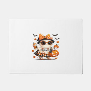 Cute Halloween Cat � Kawaii Witch Kitty with Pumpk Doormat
