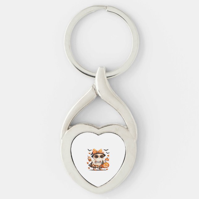 Cute Halloween Cat – Kawaii Witch Kitty with Pumpk Key Ring (Front)