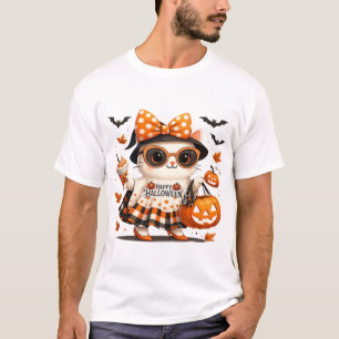 Cute Halloween Cat � Kawaii Witch Kitty with Pumpk T-Shirt