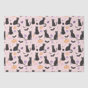 Cute Halloween cat orange Tissue Paper
