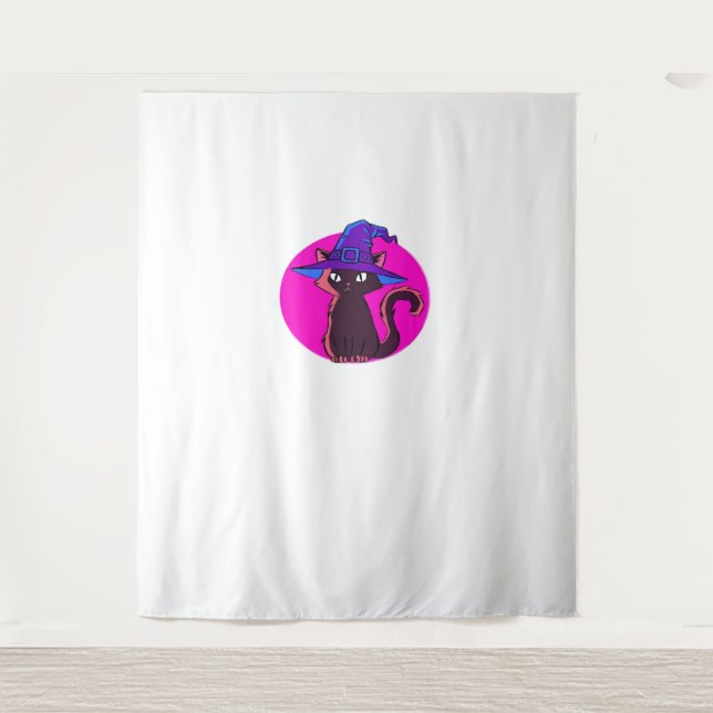 Cute Halloween Cat Oversized T-Shirt Tapestry (Front)