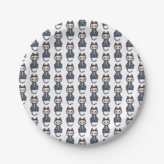 Cute Halloween Cat Pattern Paper Plate (Front)