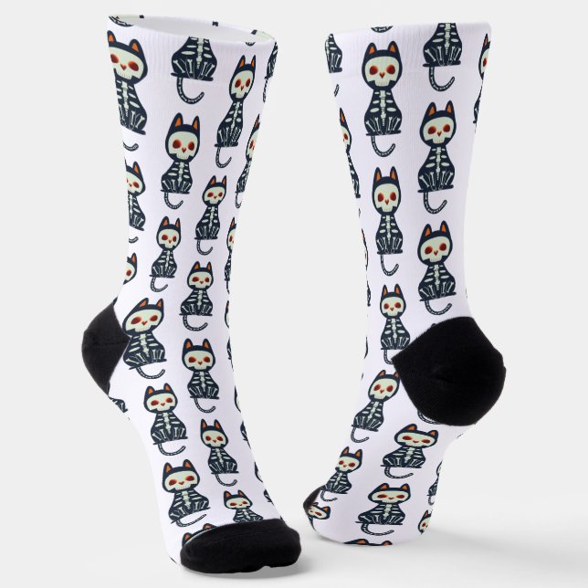 Cute Halloween Cat Pattern Socks (Angled)