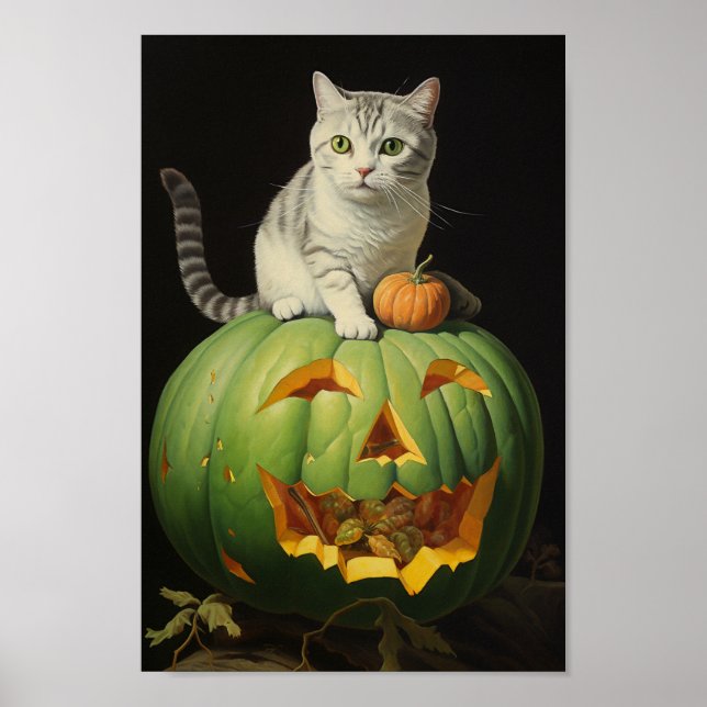 Cute Halloween Cat Poster (Front)