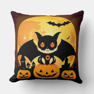 🐱🎃 Cute Halloween Cat Pumpkin Cosy Spooky ✨🧡 Cushion