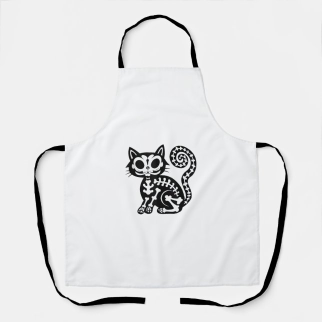 Cute Halloween Cat Skeleton Animal Skull Kitty Arc Apron (Front)
