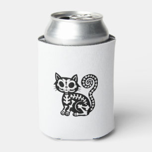 Cute Halloween Cat Skeleton Animal Skull Kitty Arc Can Cooler