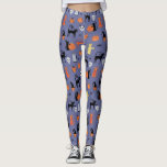 Cute Halloween Cat Spooky Leggings<br><div class="desc">Cute and spooky halloween cat pattern on a purple background with cat witches,  pumpkin lanterns,  spiders,  skulls,  ghosts and zombies.  Eek!  Original art by Nic Squirrell.</div>