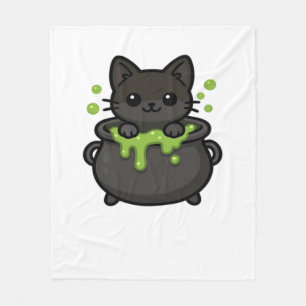 Cute Halloween Cat Sticker – Witch Hat, Pumpkin an Fleece Blanket