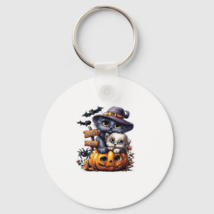 Cute Halloween Cat Sticker � Witch Hat, Pumpkin an Key Ring
