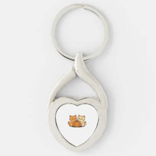 Cute Halloween Cat T-Shirt � Two Kawaii Cats Holdi Key Ring