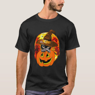 Cute Halloween Cat Witch Hat Pumpkin Scary Pet Moo T-Shirt