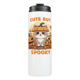 Cute Halloween Cat with Pumpkins – Kawaii Spooky F Thermal Tumbler