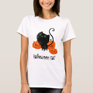 Cute Halloween cat with pumpkins T-Shirt