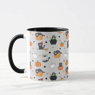 Cute Halloween Cats and Ghosts Pattern Mug
