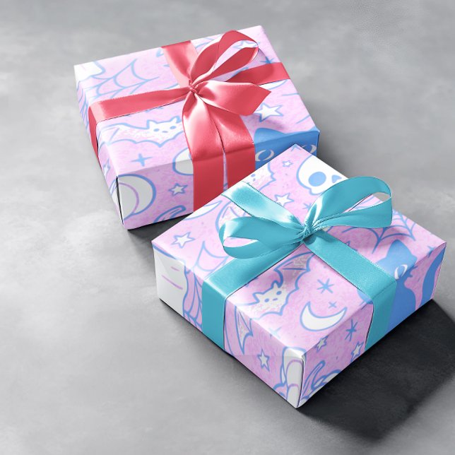 Cute Halloween Cats & Ghosts  Wrapping Paper (Creator Uploaded)
