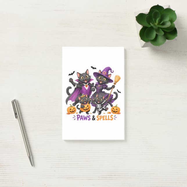 Cute Halloween Cats Paws and Spells Post-it Notes (Office)