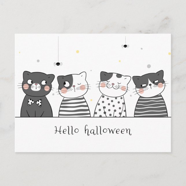 Cute Halloween Cats Postcard (Front)