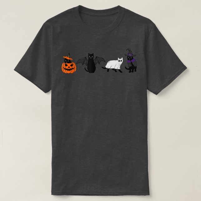 Cute Halloween Cats Pumpkin Demon Ghost Witch 511  T-Shirt (Design Front)