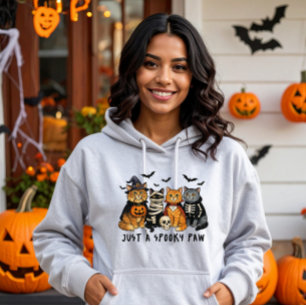 Cute Halloween Cats Spooky Paw Hoodie