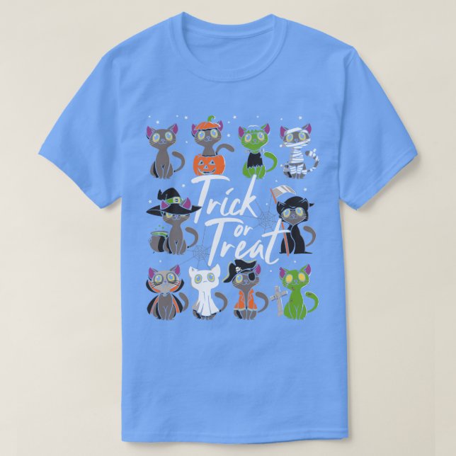 Cute Halloween Cats Trick or Treat T-Shirt (Design Front)
