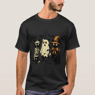 Cute Halloween Cats Witch Ghost Mummy Spooky Funny T-Shirt