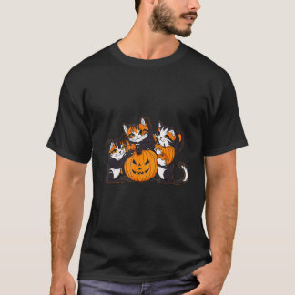 Cute Halloween Cats with a Pumpkin Tee