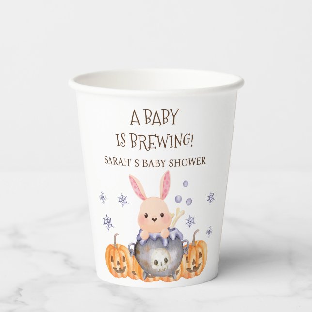 Cute Halloween Cauldron Baby is Brewing Shower Paper Cups (Back)