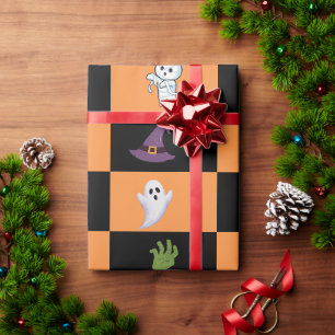 Cute Halloween Characters Pattern Wrapping Paper
