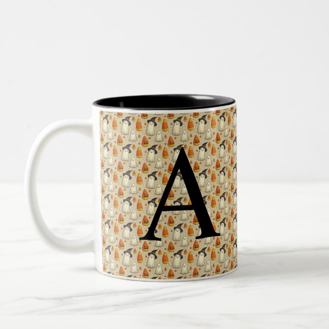 Cute Halloween Coffee Mug with Initial (Left)