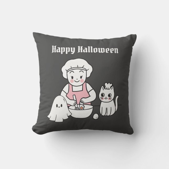 cute halloween cookout cushion (Front)