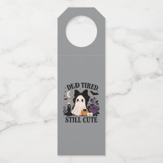 Cute Halloween Coquette Ghost with Bow Bottle Tag