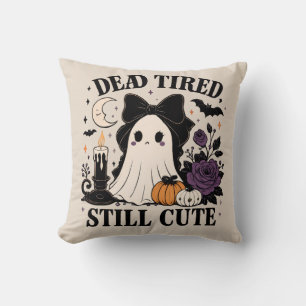 Cute Halloween Coquette Ghost with Bow Cushion