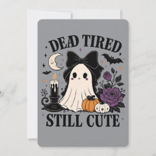 Cute Halloween Coquette Ghost with Bow Invitation