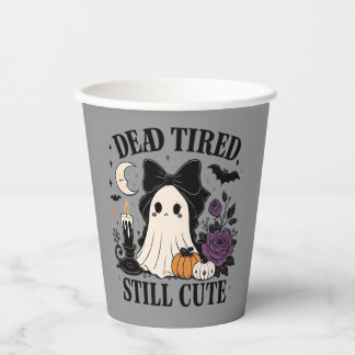 Cute Halloween Coquette Ghost with Bow Paper Cups