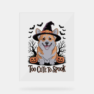 Cute Halloween Corgi in Witch Hat Acrylic Sign