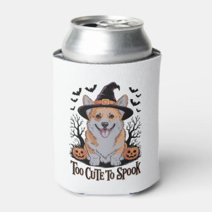 Cute Halloween Corgi in Witch Hat Can Cooler