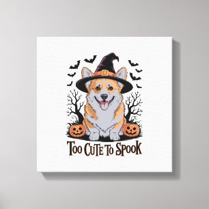 Cute Halloween Corgi in Witch Hat Canvas Print