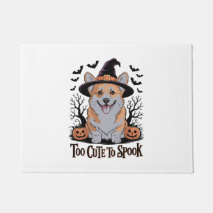 Cute Halloween Corgi in Witch Hat Doormat