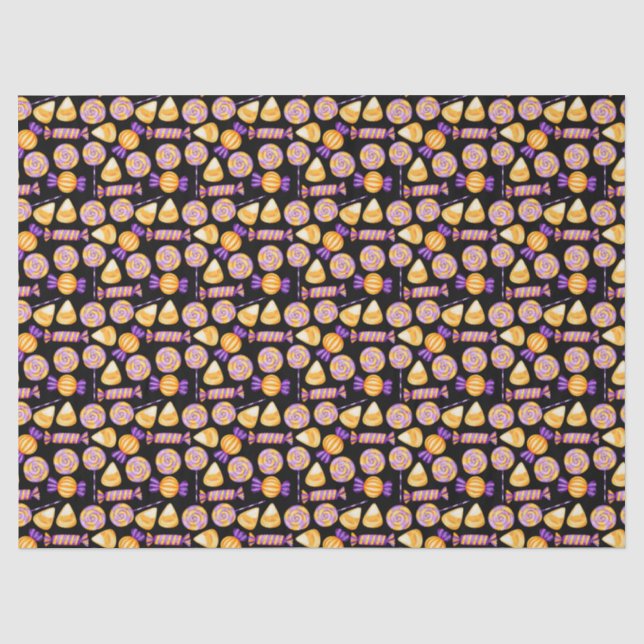 Cute Halloween Corn Candy Sweets Lollipop Black Tissue Paper (Front)