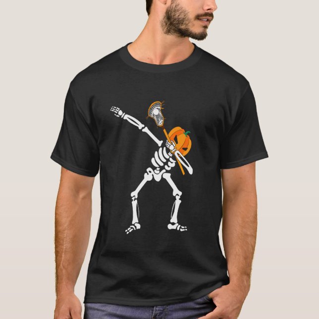Cute Halloween Costume Dabbing Skeleton Lacrosse S T-Shirt (Front)