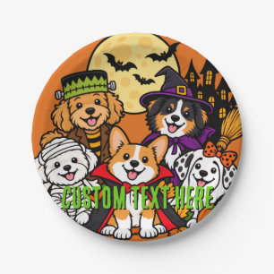 Cute Halloween Costume Dogs Orange Custom Paper Plate