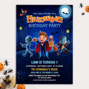 Cute Halloween Costume Kids Birthday Party Invitation