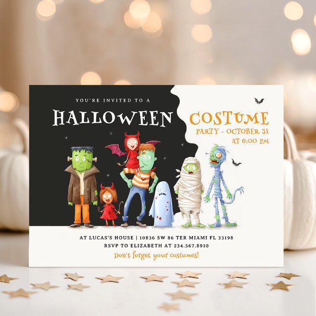 Cute Halloween Costume Party Kids Invitation (Creator Uploaded)