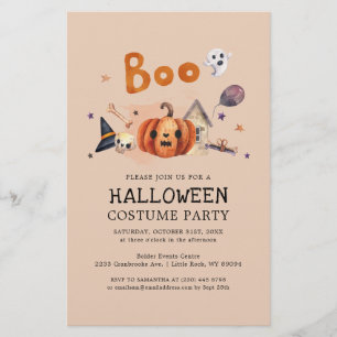 Cute Halloween Costume Party Pumpkin Invitation Stationery