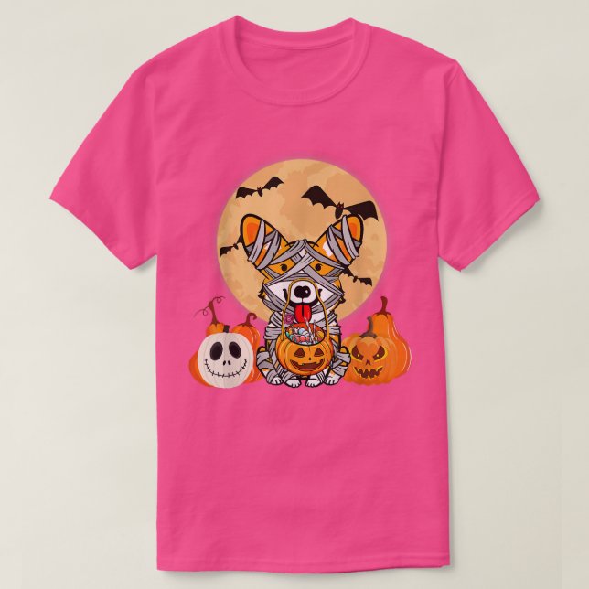 Cute Halloween Costume Welsh Corgi Mummy Dog Lover T-Shirt (Design Front)