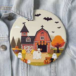 Cute Halloween cow and farm 6 Cm Round Badge